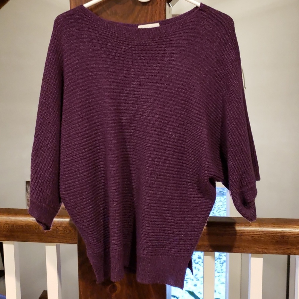 Eggplant poncho style sweater